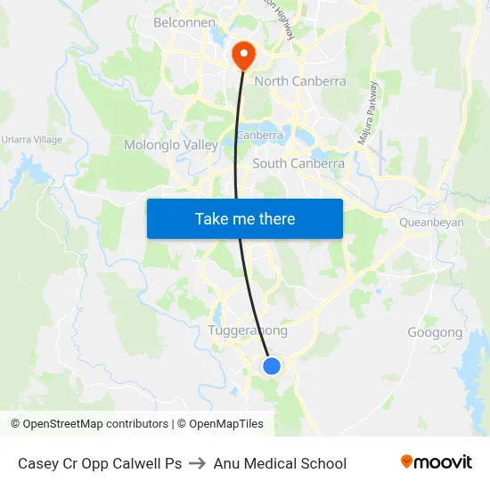Casey Cr Opp Calwell Ps to Anu Medical School map