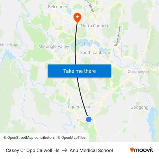 Casey Cr Opp Calwell Hs to Anu Medical School map