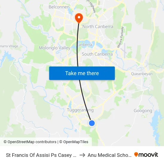 St Francis Of Assisi Ps Casey Cr to Anu Medical School map