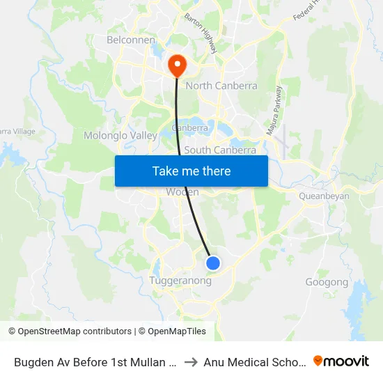 Bugden Av Before 1st Mullan St to Anu Medical School map