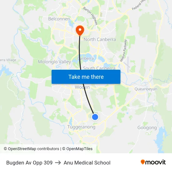 Bugden Av Opp 309 to Anu Medical School map