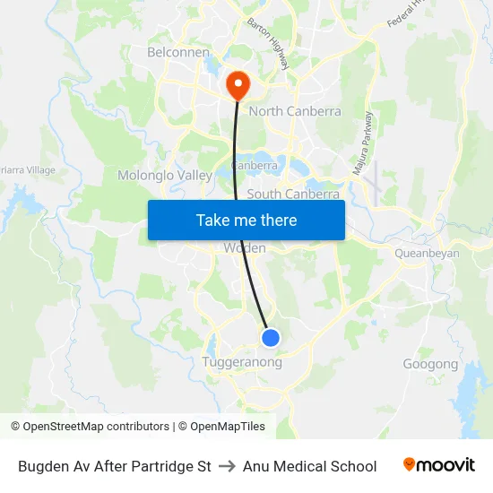 Bugden Av After Partridge St to Anu Medical School map