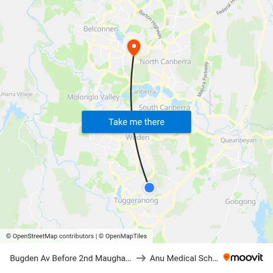 Bugden Av Before 2nd Maughan Cr to Anu Medical School map