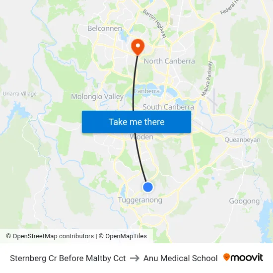 Sternberg Cr Before Maltby Cct to Anu Medical School map