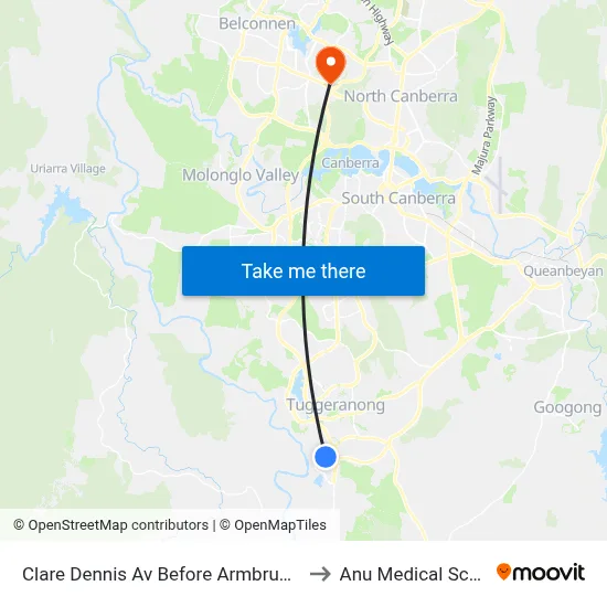 Clare Dennis Av Before Armbruster St to Anu Medical School map