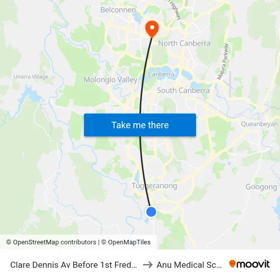 Clare Dennis Av Before 1st Fred Ln Cr to Anu Medical School map