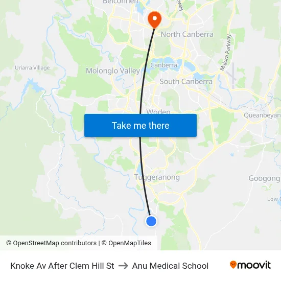 Knoke Av After Clem Hill St to Anu Medical School map