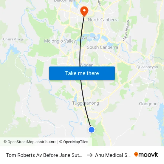 Tom Roberts Av Before Jane Sutherland St to Anu Medical School map