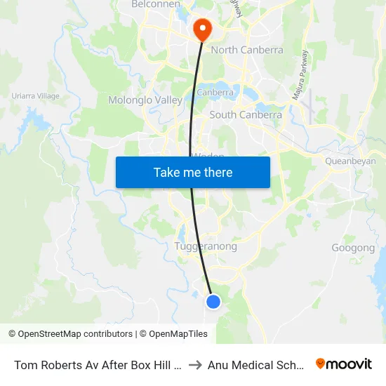 Tom Roberts Av After Box Hill Av to Anu Medical School map