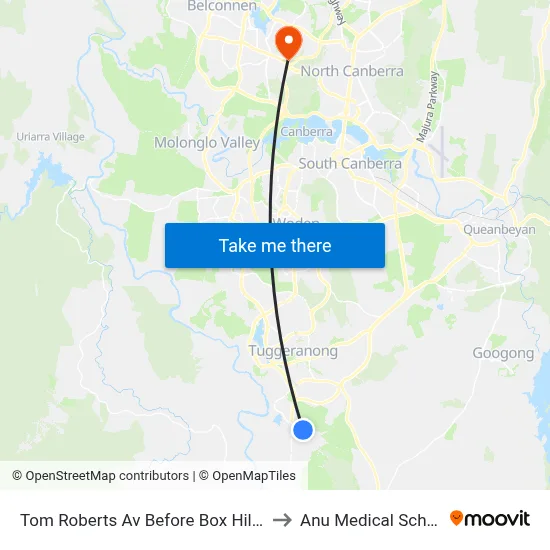 Tom Roberts Av Before Box Hill Av to Anu Medical School map