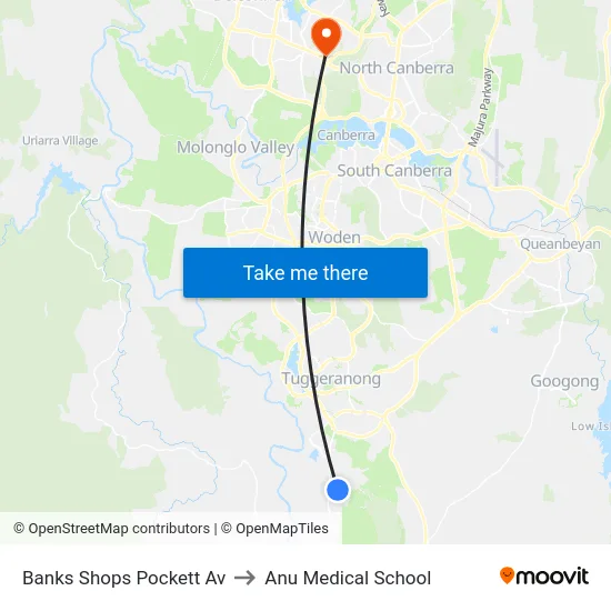 Banks Shops Pockett Av to Anu Medical School map