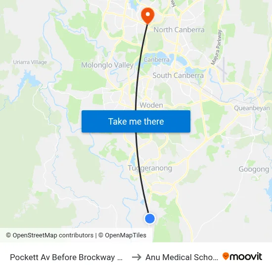 Pockett Av Before Brockway Cct to Anu Medical School map