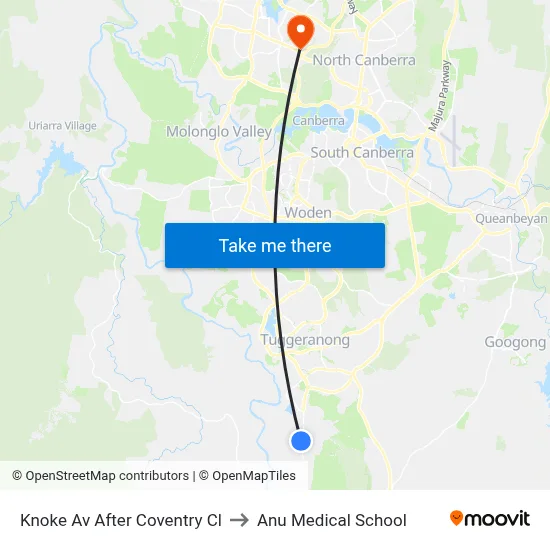 Knoke Av After Coventry Cl to Anu Medical School map