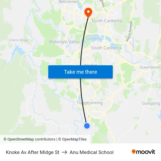 Knoke Av After Midge St to Anu Medical School map