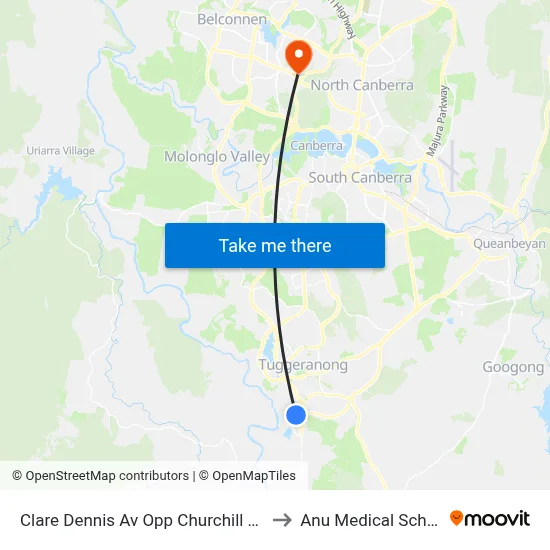 Clare Dennis Av Opp Churchill Way to Anu Medical School map