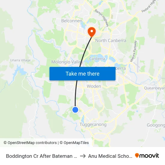 Boddington Cr After Bateman St to Anu Medical School map