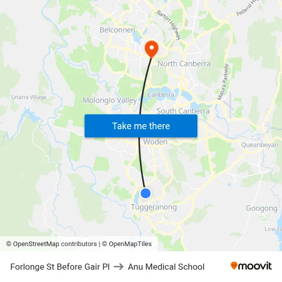 Forlonge St Before Gair Pl to Anu Medical School map
