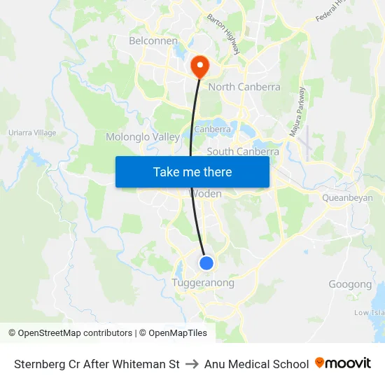 Sternberg Cr After Whiteman St to Anu Medical School map