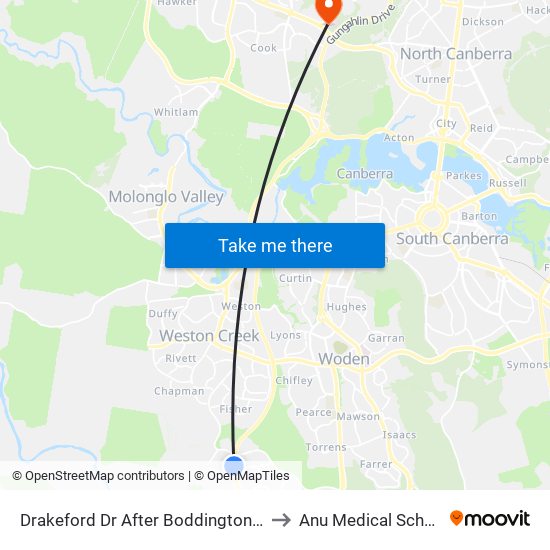 Drakeford Dr After Boddington Cr to Anu Medical School map