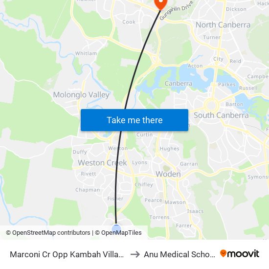 Marconi Cr Opp Kambah Village to Anu Medical School map