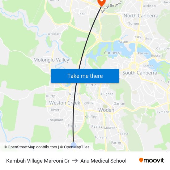 Kambah Village Marconi Cr to Anu Medical School map