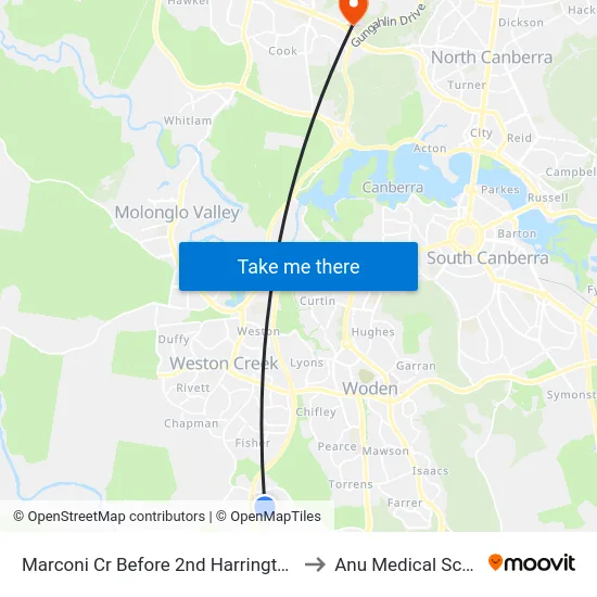 Marconi Cr Before 2nd Harrington Cct to Anu Medical School map