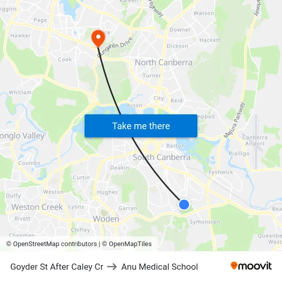 Goyder St After Caley Cr to Anu Medical School map