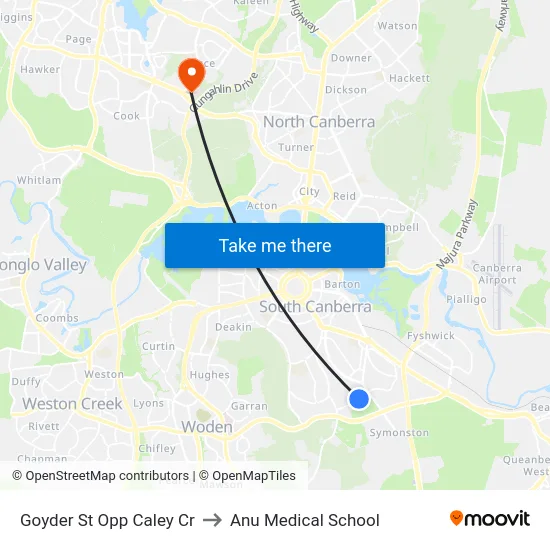 Goyder St Opp Caley Cr to Anu Medical School map