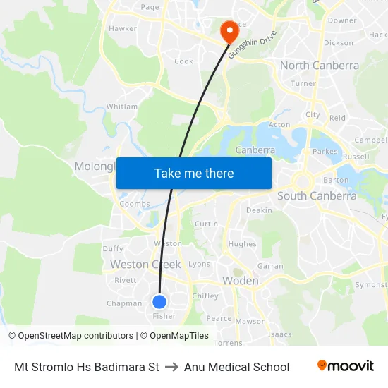 Mt Stromlo Hs Badimara St to Anu Medical School map
