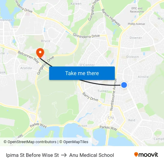 Ipima St Before Wise St to Anu Medical School map