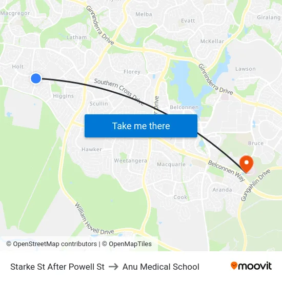 Starke St After Powell St to Anu Medical School map