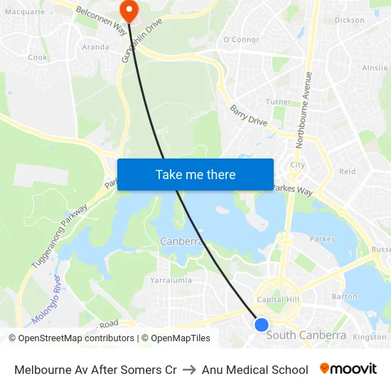 Melbourne Av After Somers Cr to Anu Medical School map