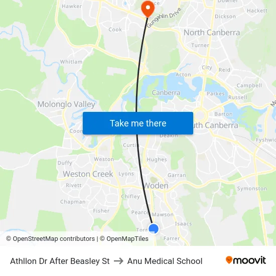 Athllon Dr After Beasley St to Anu Medical School map