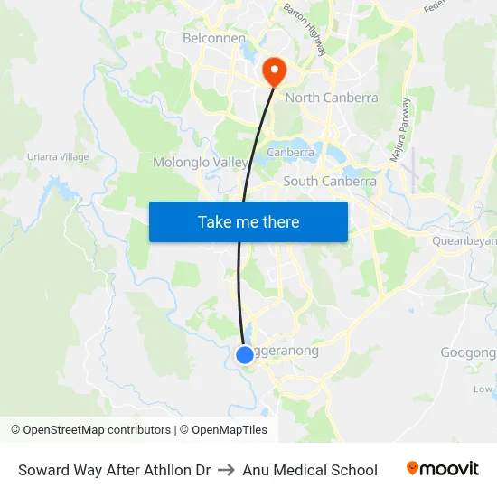 Soward Way After Athllon Dr to Anu Medical School map