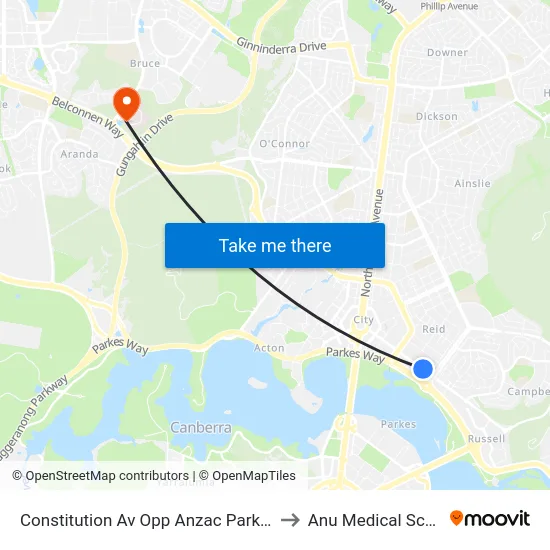 Constitution Av Opp Anzac Park West to Anu Medical School map