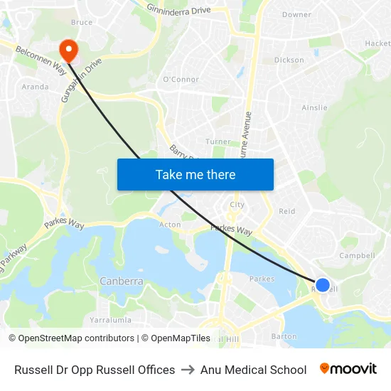 Russell Dr Opp Russell Offices to Anu Medical School map