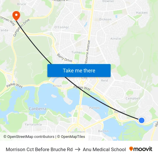 Morrison Cct Before Bruche Rd to Anu Medical School map