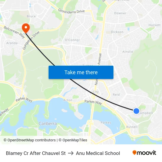 Blamey Cr After Chauvel St to Anu Medical School map