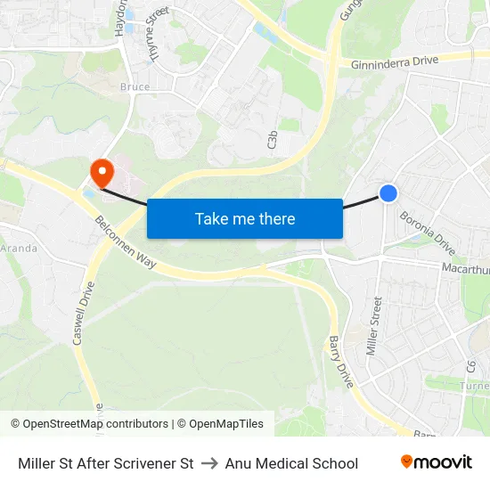 Miller St After Scrivener St to Anu Medical School map