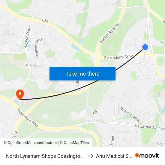North Lyneham Shops Cossington Smith Cr to Anu Medical School map
