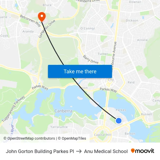 John Gorton Building Parkes Pl to Anu Medical School map