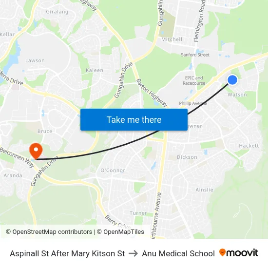 Aspinall St After Mary Kitson St to Anu Medical School map