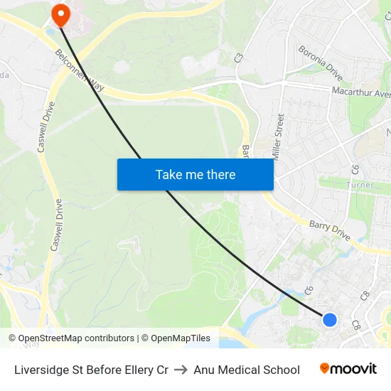 Liversidge St Before Ellery Cr to Anu Medical School map