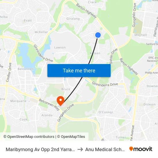 Maribyrnong Av Opp 2nd Yarra St to Anu Medical School map