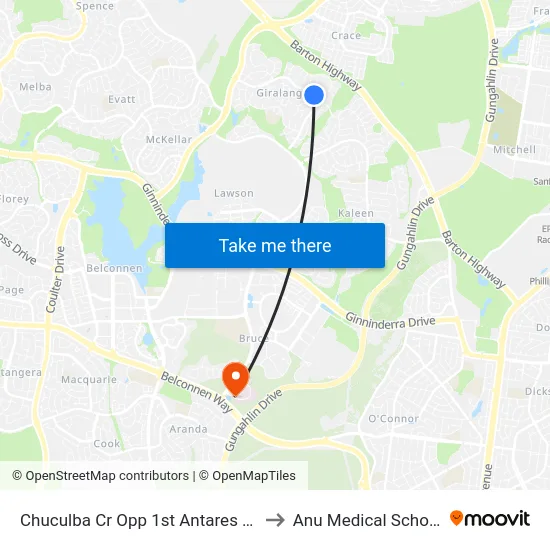 Chuculba Cr Opp 1st Antares Cr to Anu Medical School map