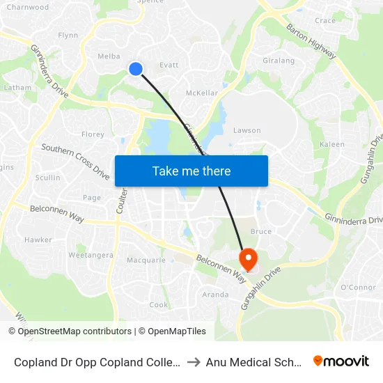 Copland Dr Opp Copland College to Anu Medical School map