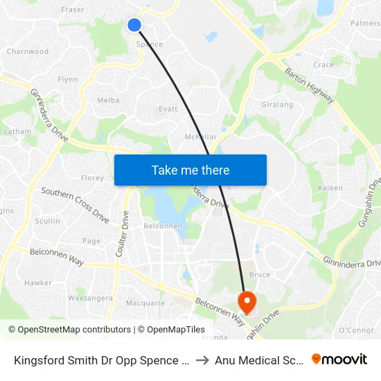 Kingsford Smith Dr Opp Spence Shops to Anu Medical School map