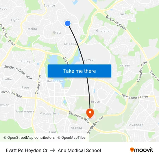 Evatt Ps Heydon Cr to Anu Medical School map