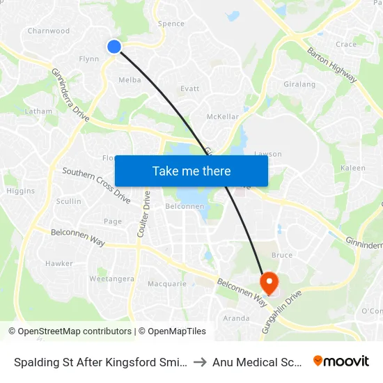Spalding St After Kingsford Smith Dr to Anu Medical School map
