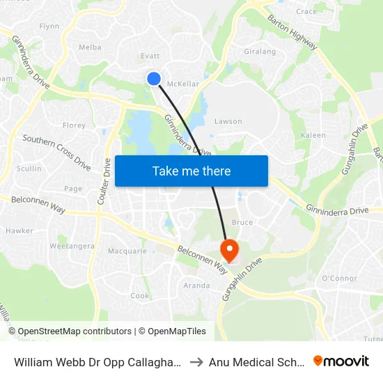 William Webb Dr Opp Callaghan St to Anu Medical School map